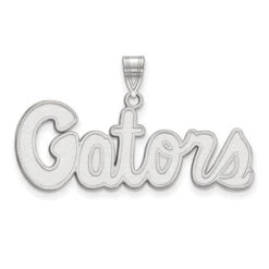 10k White Gold LogoArt University Of Florida Gators Script Medium Pendant