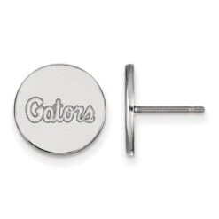 Sterling Silver Rhodium-plated LogoArt University Of Florida Gators Script Small Disc Post Earrings