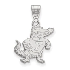 Sterling Silver Rhodium-plated LogoArt University Of Florida Gator Medium Pendant