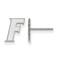 10k White Gold LogoArt University Of Florida Letter F Extra Small Post Earrings