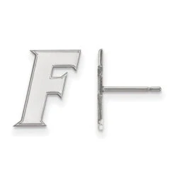 14k White Gold LogoArt University Of Florida Letter F Small Post Earrings