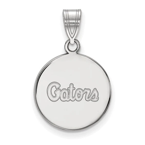 Sterling Silver Rhodium-plated LogoArt University Of Florida Gators Script Medium Disc Pendant 3 Sterling Silver Rhodium-plated LogoArt University Of Florida Gators Script Medium Disc Pendant