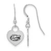 Sterling Silver Rhodium-plated LogoArt University Of Florida Enamel Heart Dangle Earrings -DIAMOND JEWELRY SHOP SS129UFL