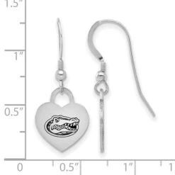 Sterling Silver Rhodium-plated LogoArt University Of Florida Enamel Heart Dangle Earrings -DIAMOND JEWELRY SHOP SS129UFL 8