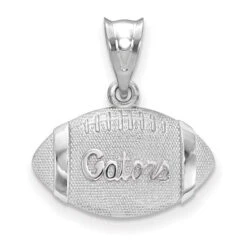 Sterling Silver Rhodium-plated LogoArt University Of Florida Gators Script Football Pendant