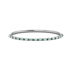 Vlora Adella 14K Diamond And Emerald Hinged Bangle (Diamond 1.5CTW/ Emerald 0.47CTW)