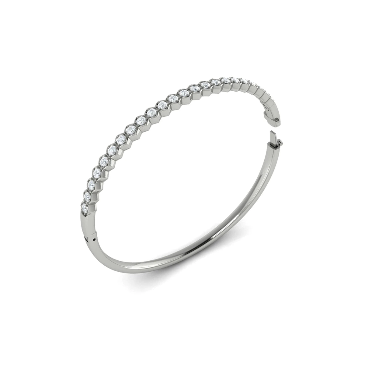 Vlora Serafina 14K Diamond Honeycomb Hinged Bangle (Diamond 1.38CTW) 10 Vlora Serafina 14K Diamond Honeycomb Hinged Bangle (Diamond 1.38CTW) - Image 8