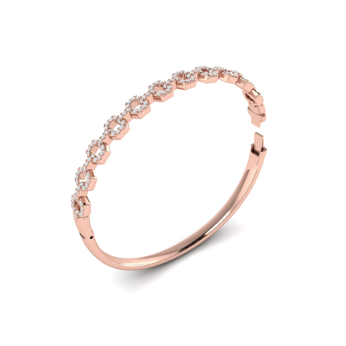 Vlora Serafina 14K Diamond Open Link Hinged Bangle (Diamond 1.07CTW) 4 Vlora Serafina 14K Diamond Open Link Hinged Bangle (Diamond 1.07CTW) - Image 2