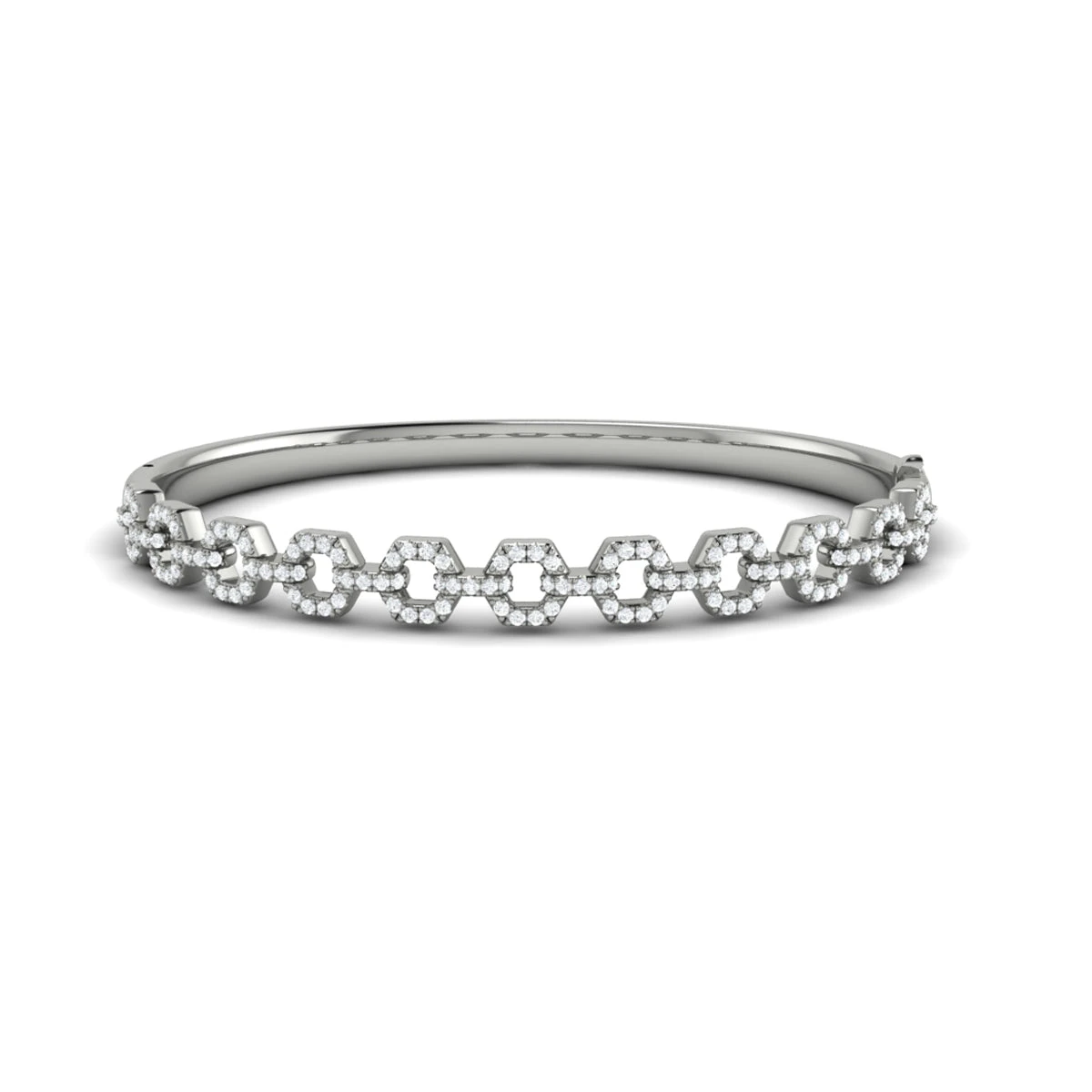 Vlora Serafina 14K Diamond Open Link Hinged Bangle (Diamond 1.07CTW) 6 Vlora Serafina 14K Diamond Open Link Hinged Bangle (Diamond 1.07CTW) - Image 4