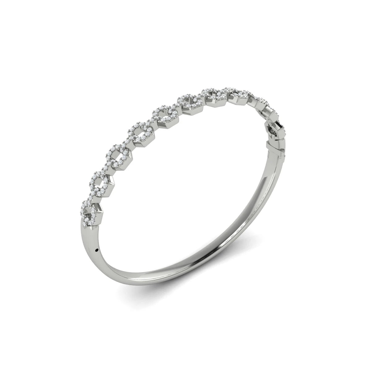 Vlora Serafina 14K Diamond Open Link Hinged Bangle (Diamond 1.07CTW) 8 Vlora Serafina 14K Diamond Open Link Hinged Bangle (Diamond 1.07CTW) - Image 6