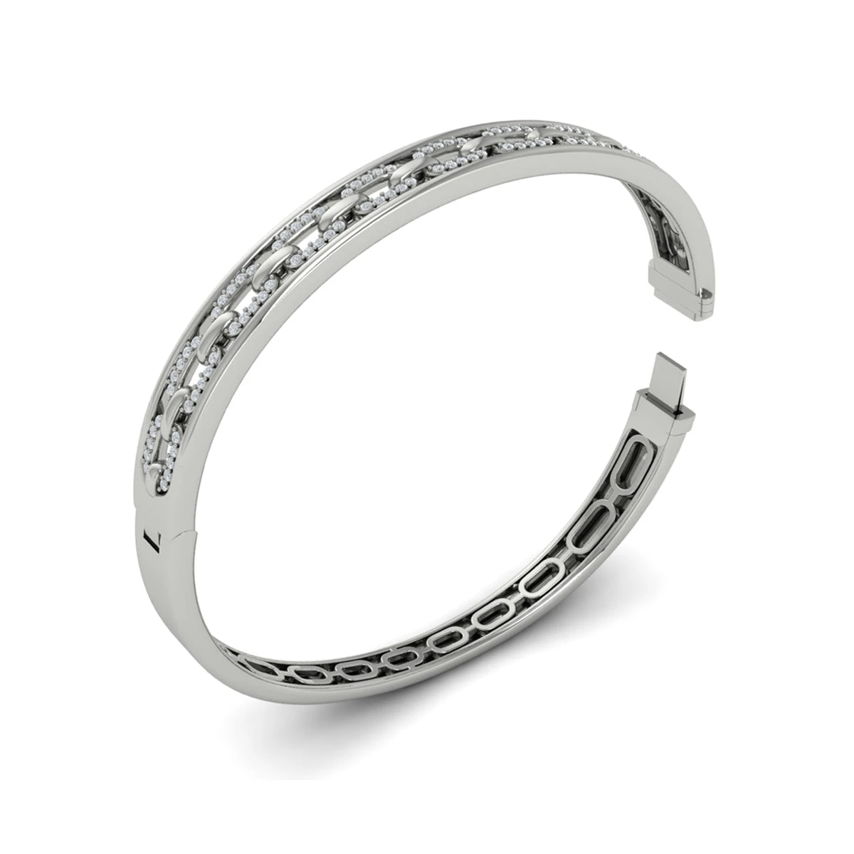 Vlora Adella 14K Reverse Channel Set Link With Diamonds Hinged Bangle (Diamond 0.61CTW) 7 Vlora Adella 14K Reverse Channel Set Link With Diamonds Hinged Bangle (Diamond 0.61CTW) - Image 5