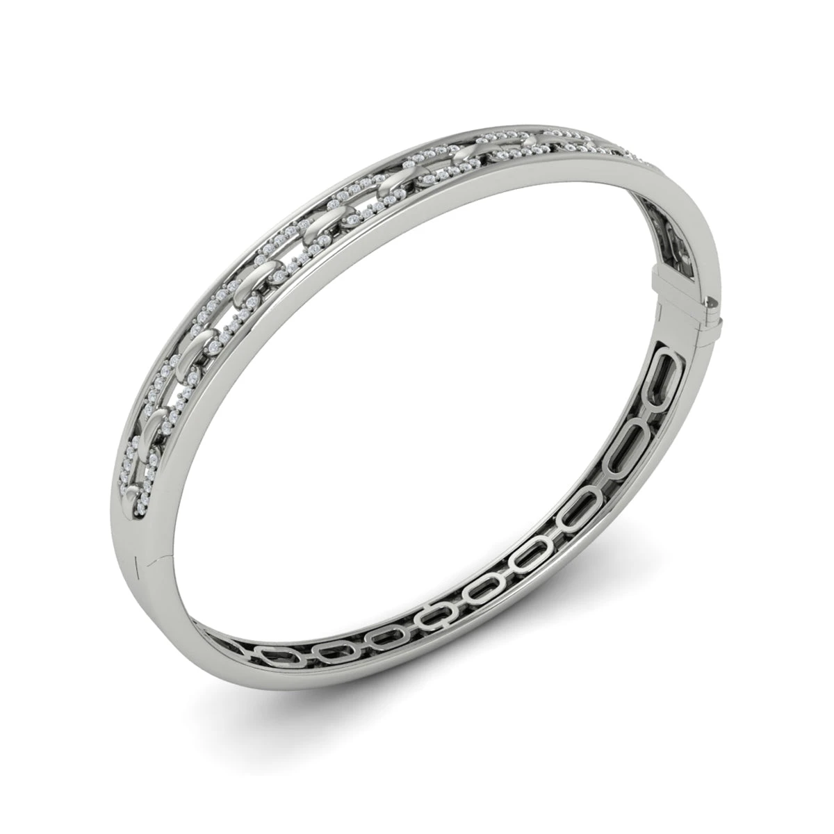 Vlora Adella 14K Reverse Channel Set Link With Diamonds Hinged Bangle (Diamond 0.61CTW) 8 Vlora Adella 14K Reverse Channel Set Link With Diamonds Hinged Bangle (Diamond 0.61CTW) - Image 6