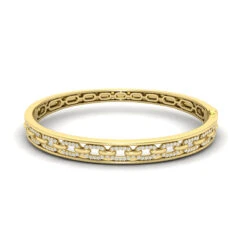 Vlora Adella 14K Reverse Channel Set Link With Diamonds Hinged Bangle (Diamond 0.61CTW) 17 Vlora Adella 14K Reverse Channel Set Link With Diamonds Hinged Bangle (Diamond 0.61CTW) -DIAMOND JEWELRY SHOP VBB60533YG A