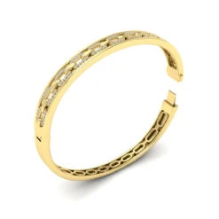 Vlora Adella 14K Reverse Channel Set Link With Diamonds Hinged Bangle (Diamond 0.61CTW) 18 Vlora Adella 14K Reverse Channel Set Link With Diamonds Hinged Bangle (Diamond 0.61CTW) -DIAMOND JEWELRY SHOP VBB60533YG B