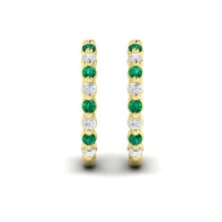 Vlora Adella 14K Gold Diamond And Emerald Twist Huggie Hoop Earrings (Diamond 0.36CTW, Emerald 0.43CTW ) -DIAMOND JEWELRY SHOP VER60011EYG A