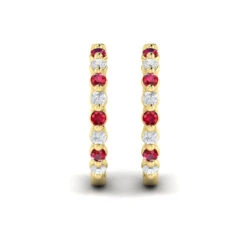 Vlora Adella 14K Gold Diamond And Ruby Twist Huggie Hoop Earrings (Diamond 0.36CTW, Ruby 0.52CTW ) -DIAMOND JEWELRY SHOP VER60011RYG A