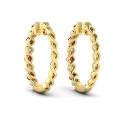 Vlora Adella 14K Gold Diamond And Ruby Twist Huggie Hoop Earrings (Diamond 0.36CTW, Ruby 0.52CTW ) -DIAMOND JEWELRY SHOP VER60011RYG B