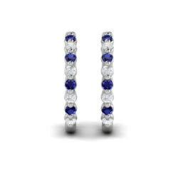 Vlora Adella 14K Gold Diamond And Blue Sapphire Twist Huggie Hoop Earrings (Diamond 0.36CTW, Blue Sapphire 0.52CTW )