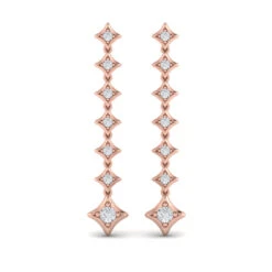 Vlora Estrella 14K Diamond Star Long Drop Statement Earrings (0.58CTW)