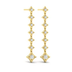 Vlora Estrella 14K Diamond Star Long Drop Statement Earrings (0.58CTW) -DIAMOND JEWELRY SHOP VER60256YG