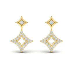 Vlora Estrella 14K Diamond Double Vlora Star Open Motif Drop Stud Earrings (0.26CTW) -DIAMOND JEWELRY SHOP VER60351YG A