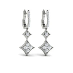 Vlora Estrella 14K Diamond Double Vlora Star Drop Huggie Earrings (0.65CTW) -DIAMOND JEWELRY SHOP VER60447WG