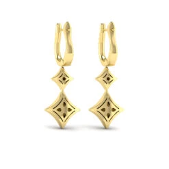 Vlora Estrella 14K Diamond Double Vlora Star Drop Huggie Earrings (0.65CTW) -DIAMOND JEWELRY SHOP VER60447YG B