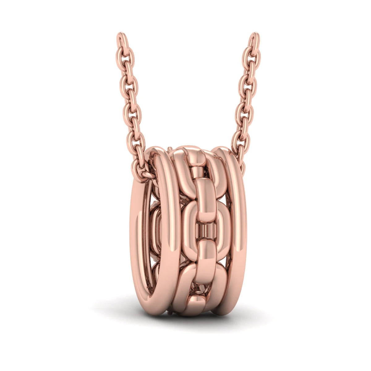 Vlora Reina 14K Reverse Channel Set Link With Diamonds Pendant Necklace (0.1CTW) 4 Vlora Reina 14K Reverse Channel Set Link With Diamonds Pendant Necklace (0.1CTW) - Image 2