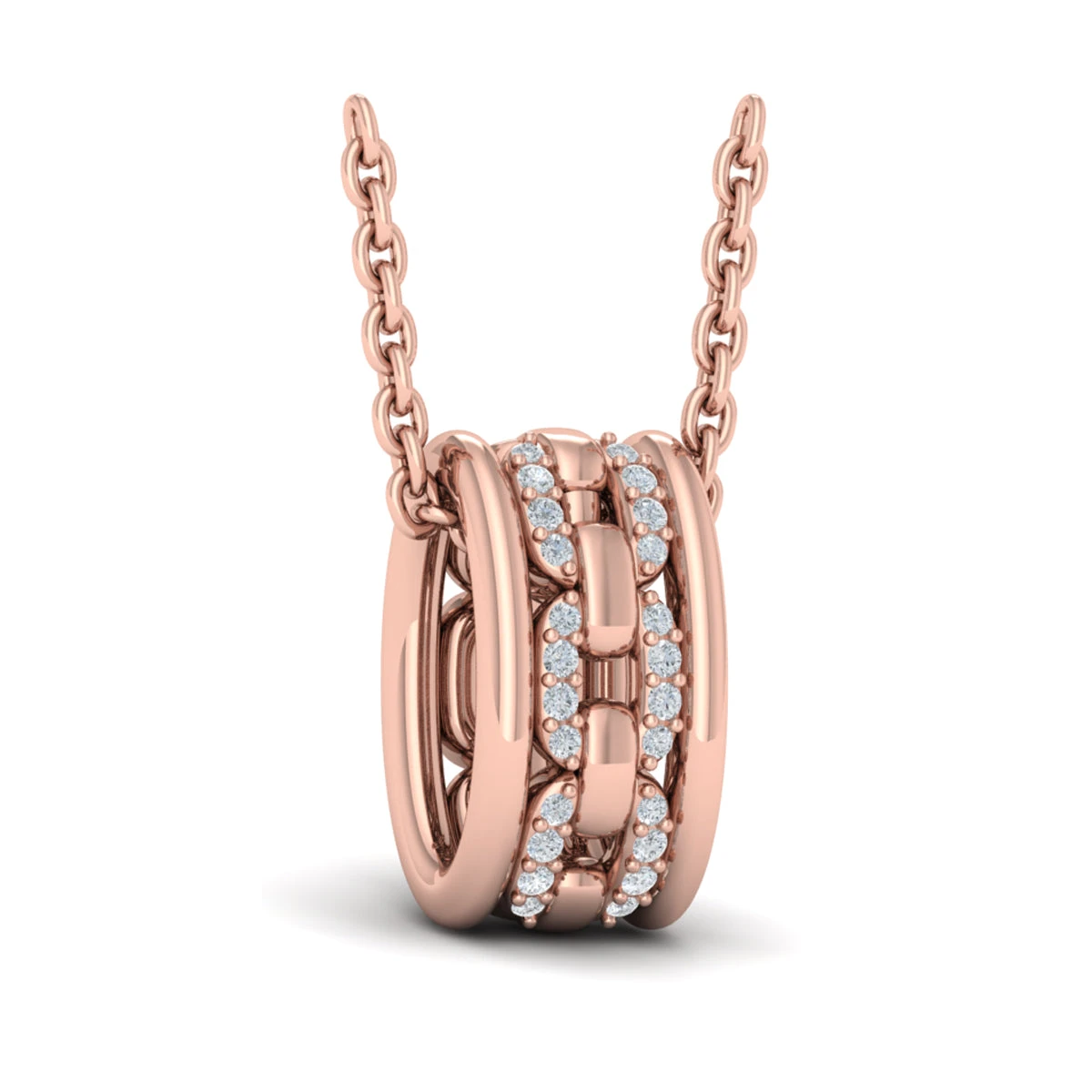 Vlora Reina 14K Reverse Channel Set Link With Diamonds Pendant Necklace (0.1CTW) 5 Vlora Reina 14K Reverse Channel Set Link With Diamonds Pendant Necklace (0.1CTW) - Image 3