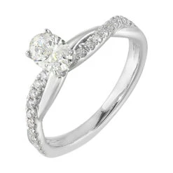 14Kt White Semi Mount 1/5Ctw For Oval Center