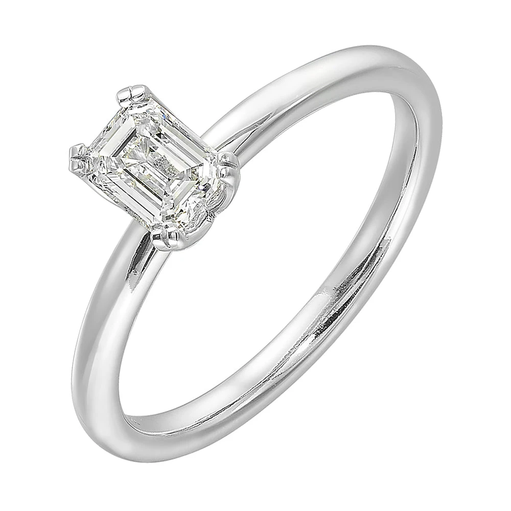 14K White Semi Mount For Emerald Center 3 14K White Semi Mount For Emerald Center