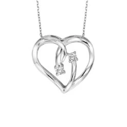 Silver And Diamond Heart Pendant