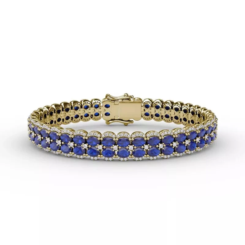 Fana Double Oval Sapphire And Diamond Bracelet 4 Fana Double Oval Sapphire And Diamond Bracelet - Image 2