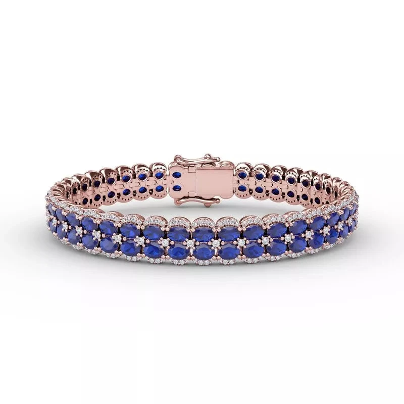 Fana Double Oval Sapphire And Diamond Bracelet 5 Fana Double Oval Sapphire And Diamond Bracelet - Image 3