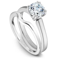 Noam Carver White Gold Solitaire Engagement Ring Setting With Double Prongs -DIAMOND JEWELRY SHOP b001 02ab
