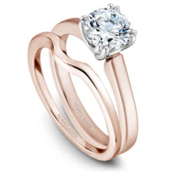 Noam Carver Rose Gold Solitaire Engagement Ring Setting With White Gold Double Prongs -DIAMOND JEWELRY SHOP b001 02rwab