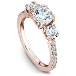 Noam Carver Rose Gold 3-Stone Diamond Engagement Ring Setting (0.73 CTW)