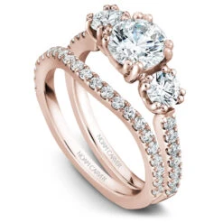 Noam Carver Rose Gold 3-Stone Diamond Engagement Ring Setting (0.73 CTW) -DIAMOND JEWELRY SHOP b001 05rab
