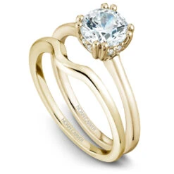 Noam Carver Yellow Gold Solitaire Engagement Ring Setting With Diamond Centerpiece (0.06 CTW) -DIAMOND JEWELRY SHOP b004 04yab