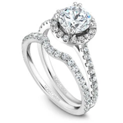 Noam Carver White Gold Diamond Engagement Ring Setting With Halo (0.50 CTW) -DIAMOND JEWELRY SHOP b007 01ab