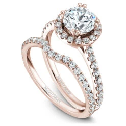 Noam Carver Rose Gold Diamond Engagement Ring Setting With Halo (0.50 CTW) -DIAMOND JEWELRY SHOP b007 01rab