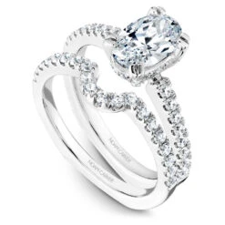 Noam Carver White Gold Diamond Engagement Ring Setting With Oval Center Stone (0.42 CTW) -DIAMOND JEWELRY SHOP b009 02ab