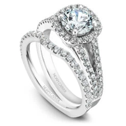 Noam Carver White Gold Split Shank Diamond Engagement Ring Setting With Halo (0.50 CTW) -DIAMOND JEWELRY SHOP b015 01ab