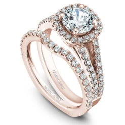 Noam Carver Rose Gold Split Shank Diamond Engagement Ring Setting With Halo (0.50 CTW) -DIAMOND JEWELRY SHOP b015 01rab