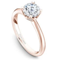 Noam Carver Rose Gold Solitaire Engagement Ring Setting With Diamond Crown (0.13 CTW)