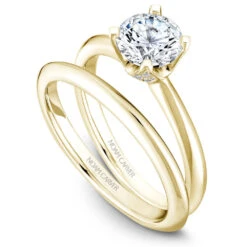Noam Carver Yellow Gold Solitaire Engagement Ring Setting With Diamond Crown (0.13 CTW) -DIAMOND JEWELRY SHOP b027 03yab