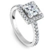 Noam Carver White Gold Diamond Engagement Ring Setting With Princess Center Stone And Halo (0.50 CTW) -DIAMOND JEWELRY SHOP b029 02a