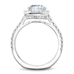 Noam Carver White Gold Diamond Engagement Ring Setting With Halo (0.55 CTW) -DIAMOND JEWELRY SHOP b034 03a side