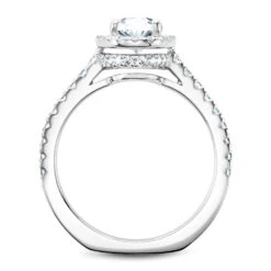 Noam Carver White Gold Diamond Engagement Ring Setting With Oval Center Stone And Halo (0.57 CTW) -DIAMOND JEWELRY SHOP b034 04a side