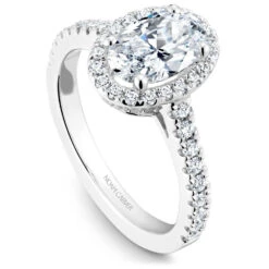 Noam Carver White Gold Diamond Engagement Ring Setting With Oval Center Stone And Halo (0.57 CTW)